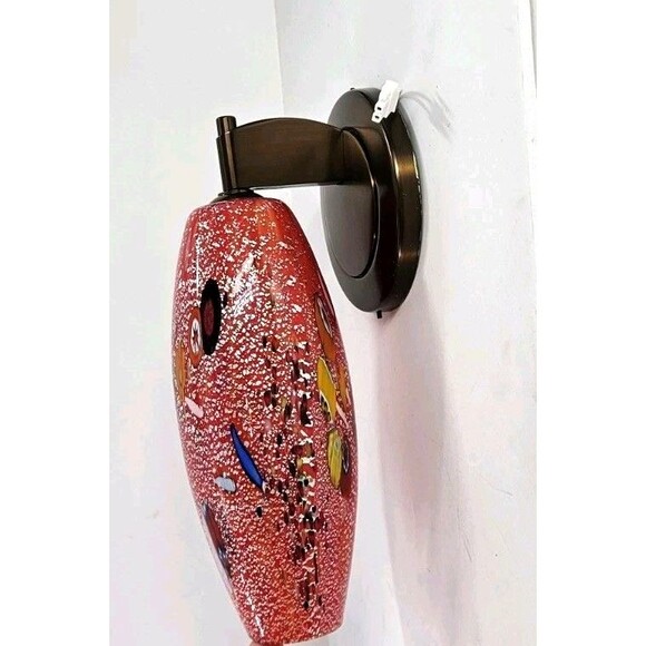 Genuine Hand Blown Lavai Art Glass Lamp Sconce Murano 4 Available Red + Multi - Picture 9 of 16